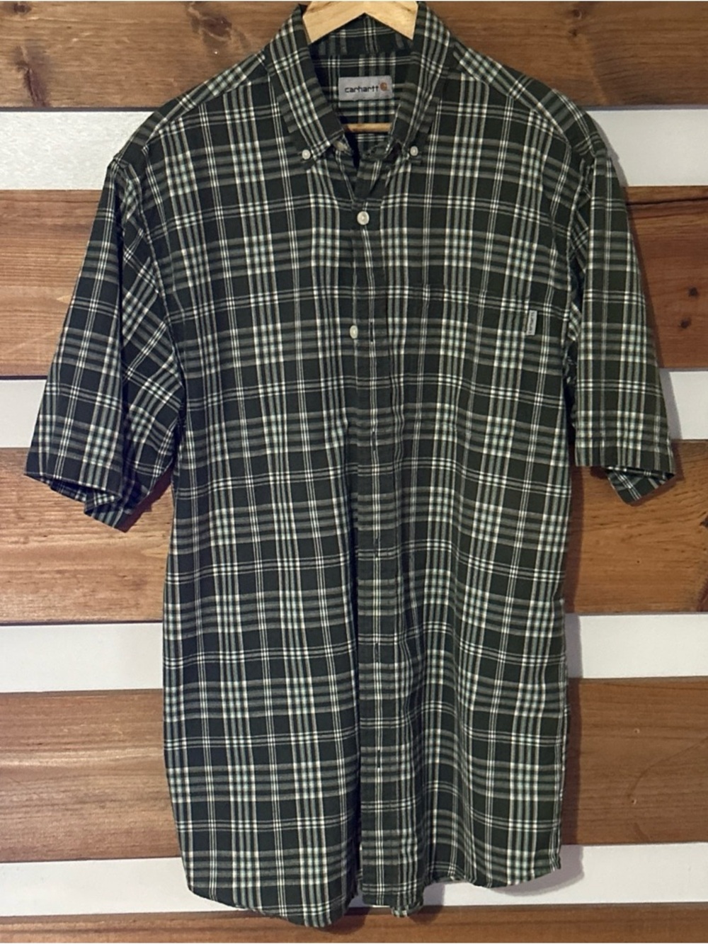 Carhartt Men's Multicolor Plaid Short Sleeve Button Down Shirt Casual Size M